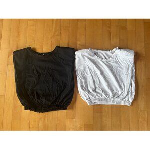 Cropped Elastic Hem Tops – Black and White Bundle